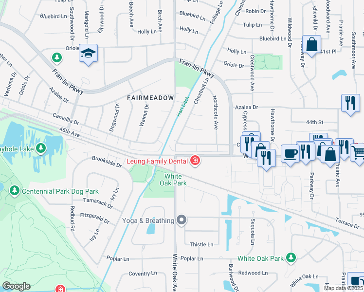 map of restaurants, bars, coffee shops, grocery stores, and more near 1608 Camellia Drive in Munster