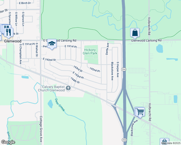 map of restaurants, bars, coffee shops, grocery stores, and more near 932 193rd Street in Glenwood