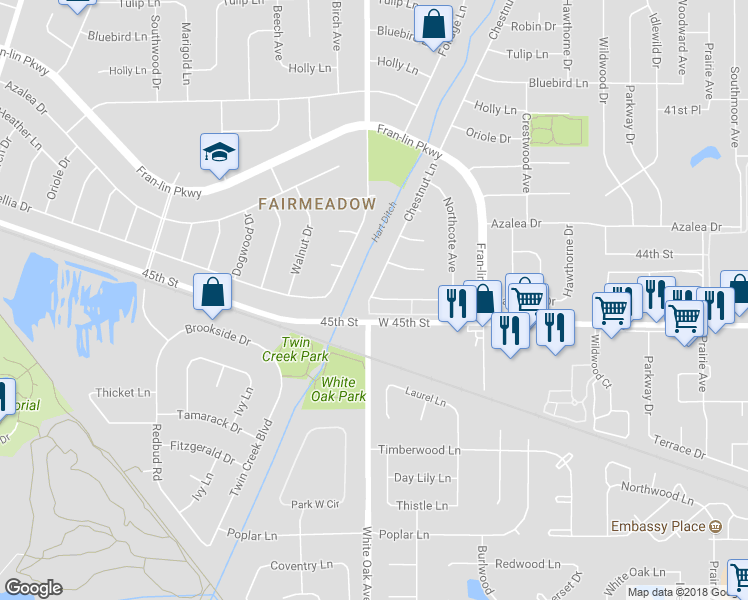 map of restaurants, bars, coffee shops, grocery stores, and more near 1610 Camellia Drive in Munster