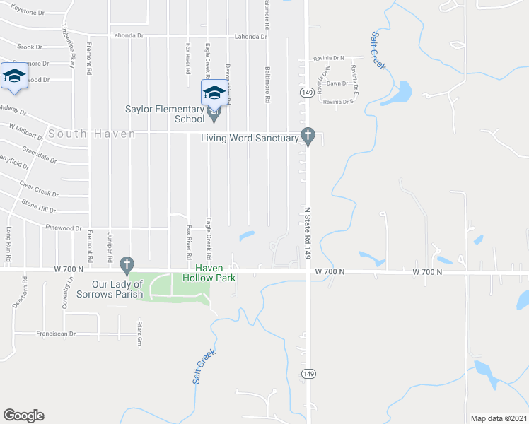 map of restaurants, bars, coffee shops, grocery stores, and more near 716 Baltimore Road in Valparaiso