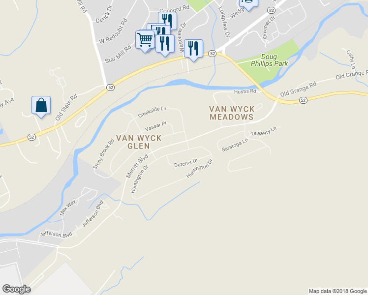 map of restaurants, bars, coffee shops, grocery stores, and more near 946 Huntington Drive in Fishkill
