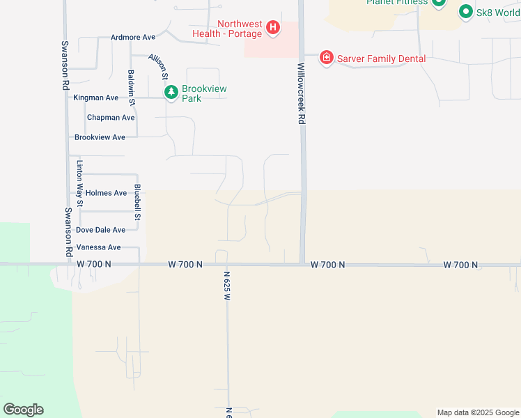 map of restaurants, bars, coffee shops, grocery stores, and more near 5933-5985 Holmes Avenue in Portage