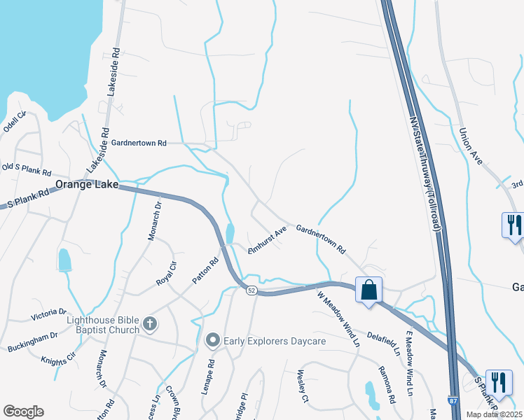 map of restaurants, bars, coffee shops, grocery stores, and more near 7 Charles Street in Newburgh