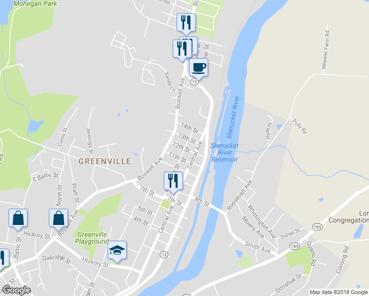 map of restaurants, bars, coffee shops, grocery stores, and more near 300 Prospect Street in Norwich