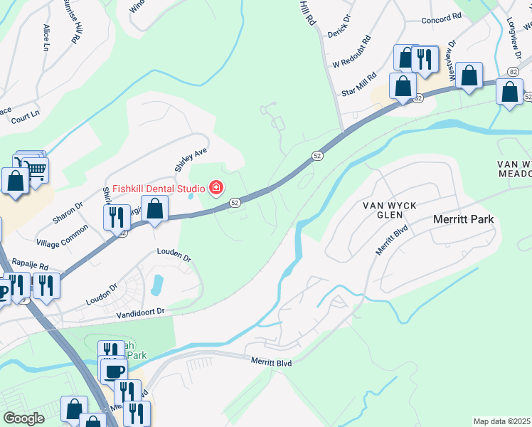 map of restaurants, bars, coffee shops, grocery stores, and more near 9(B Fishkill Glen Drive in Fishkill
