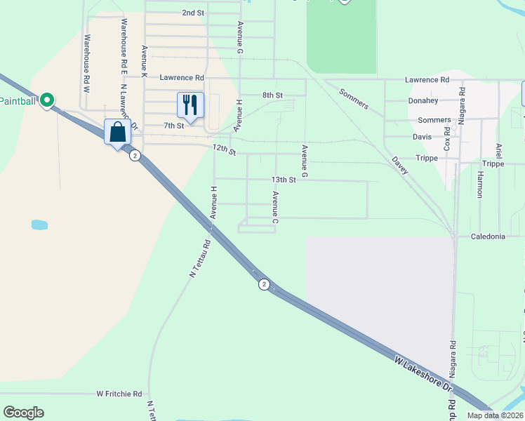 map of restaurants, bars, coffee shops, grocery stores, and more near Avenue C in Port Clinton