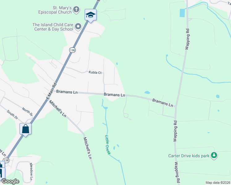 map of restaurants, bars, coffee shops, grocery stores, and more near 240 Bramans Lane in Portsmouth