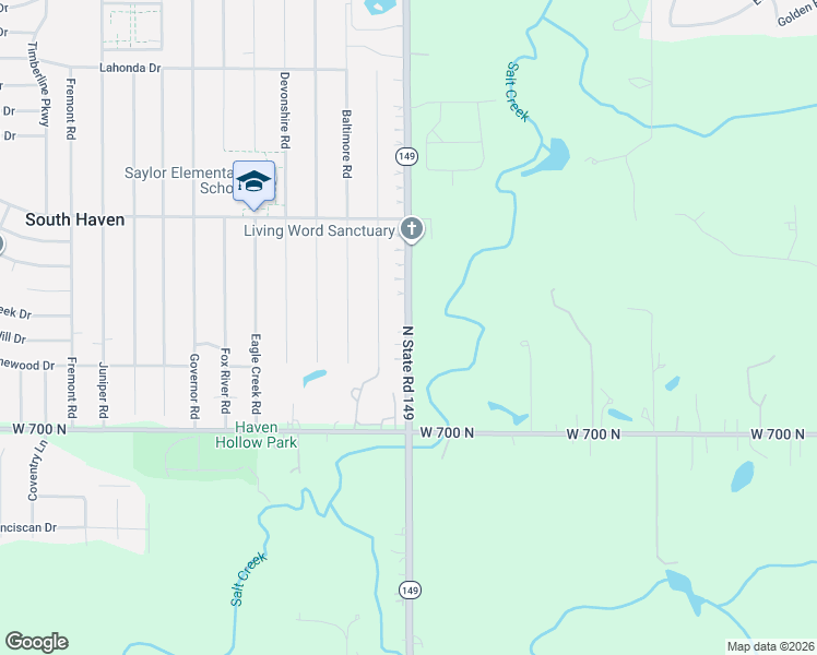 map of restaurants, bars, coffee shops, grocery stores, and more near North State Road 149 in Valparaiso