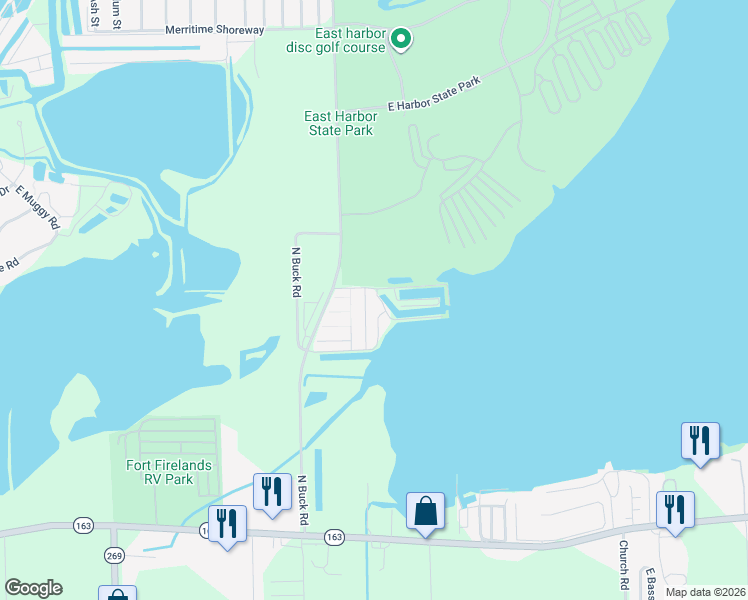 map of restaurants, bars, coffee shops, grocery stores, and more near 8657 East Northshore Boulevard in Lakeside Marblehead