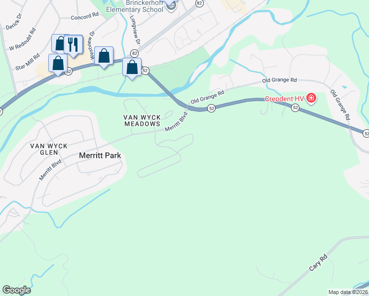 map of restaurants, bars, coffee shops, grocery stores, and more near 5001 Teaberry Lane in Fishkill