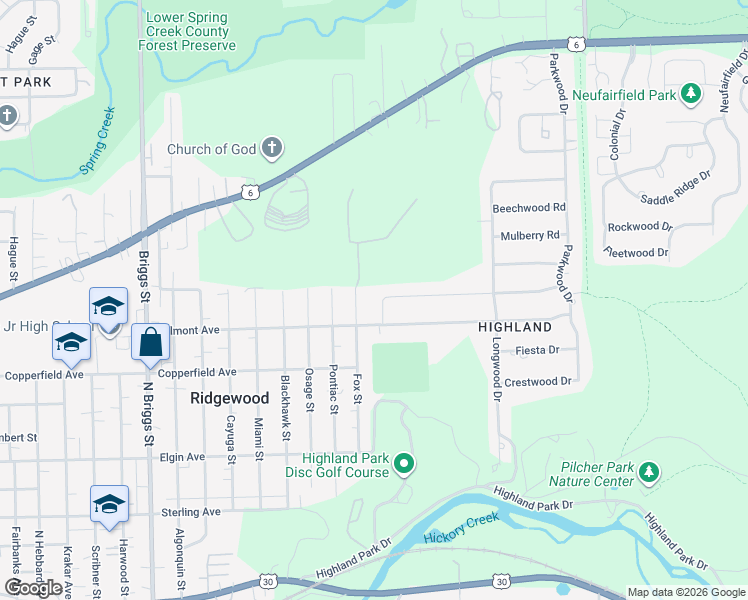 map of restaurants, bars, coffee shops, grocery stores, and more near 2011 Tamarack Drive in Joliet