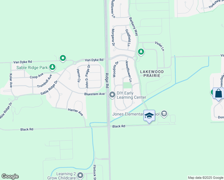 map of restaurants, bars, coffee shops, grocery stores, and more near 1003 Plaintain Drive in Joliet
