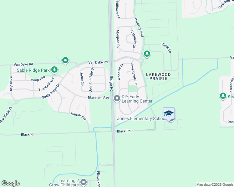 map of restaurants, bars, coffee shops, grocery stores, and more near 1003 Plaintain Drive in Joliet