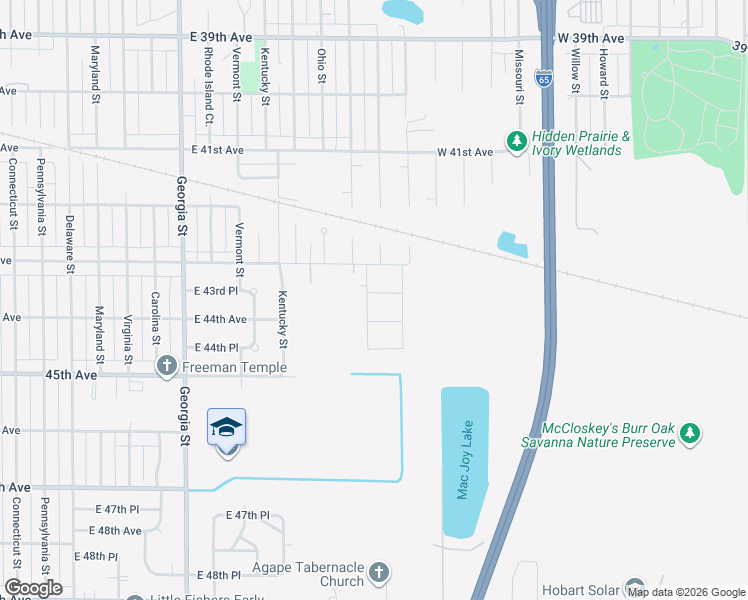 map of restaurants, bars, coffee shops, grocery stores, and more near 1508 E 43rd Pl in Gary