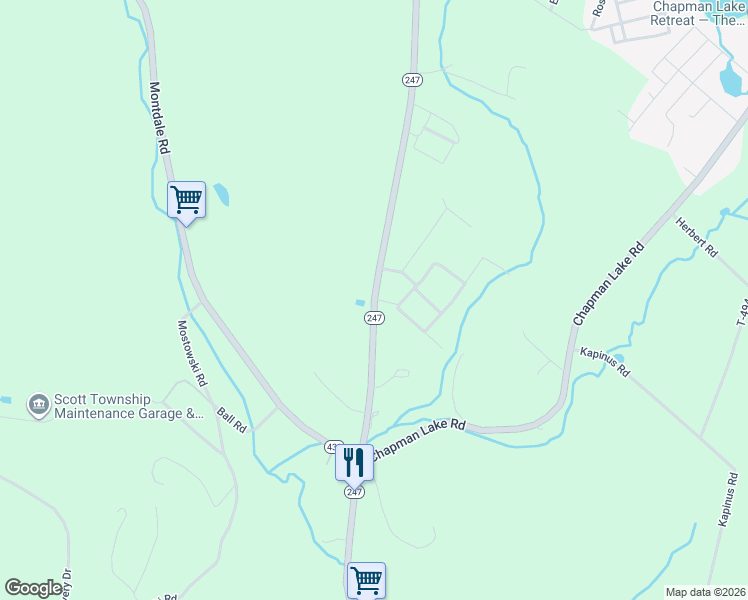 map of restaurants, bars, coffee shops, grocery stores, and more near 1569 Lakeland Drive in Jermyn
