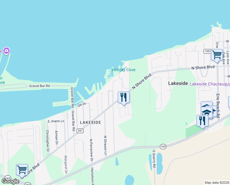 map of restaurants, bars, coffee shops, grocery stores, and more near 8676 Shrock Drive in Lakeside Marblehead