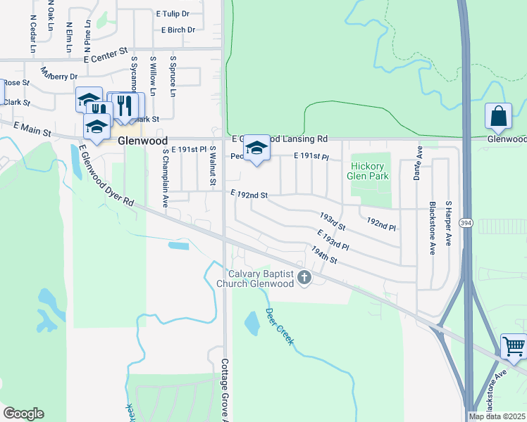 map of restaurants, bars, coffee shops, grocery stores, and more near 696 East 193rd Place in Glenwood