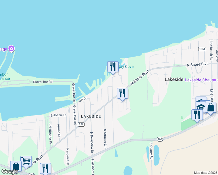 map of restaurants, bars, coffee shops, grocery stores, and more near 8676 Shrock Drive in Lakeside Marblehead