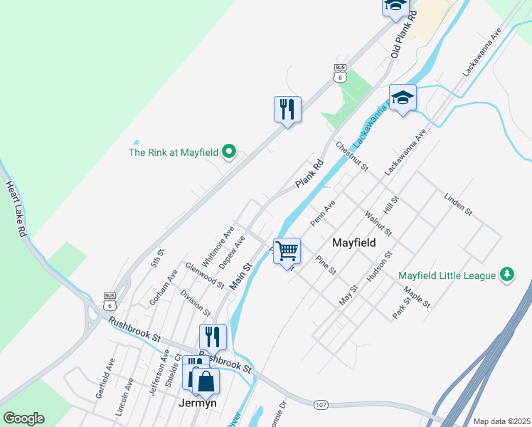 map of restaurants, bars, coffee shops, grocery stores, and more near 526 Cemetery St in Mayfield