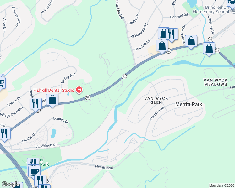 map of restaurants, bars, coffee shops, grocery stores, and more near 35 Aveonis Court in Fishkill