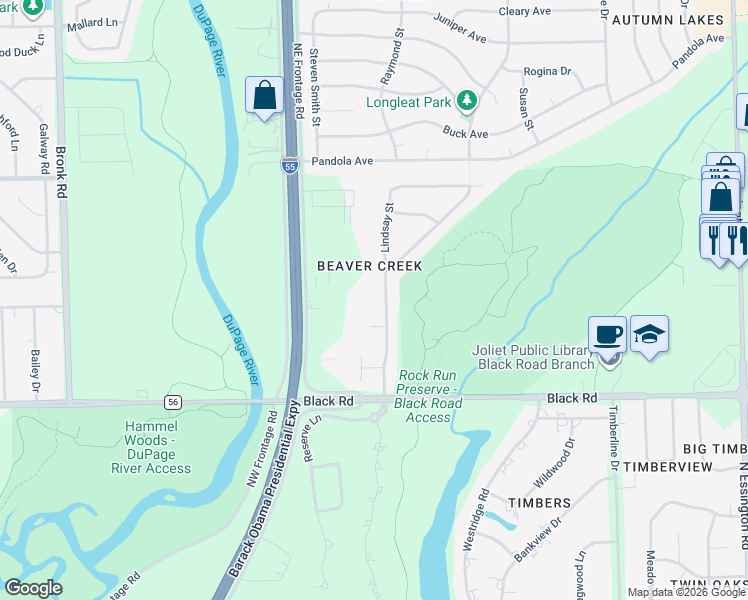 map of restaurants, bars, coffee shops, grocery stores, and more near 913 Addleman Street in Joliet