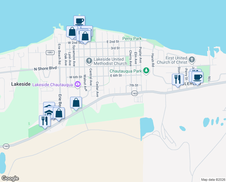 map of restaurants, bars, coffee shops, grocery stores, and more near 718 Vine in Lakeside Marblehead