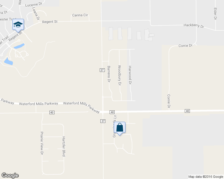 map of restaurants, bars, coffee shops, grocery stores, and more near 65840 Barrens Drive in Goshen