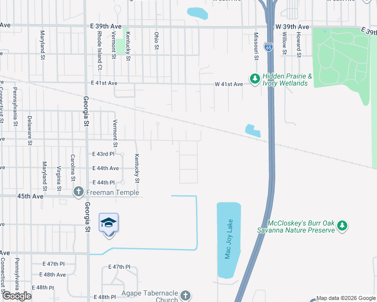 map of restaurants, bars, coffee shops, grocery stores, and more near 1508 East 43rd Place in Gary