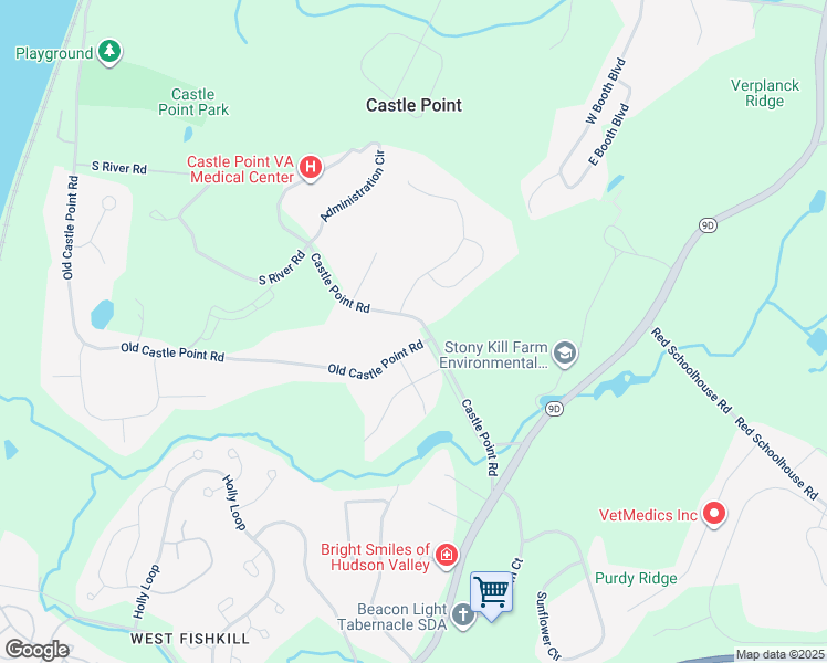 map of restaurants, bars, coffee shops, grocery stores, and more near 5 Castle Point Road in Wappingers Falls