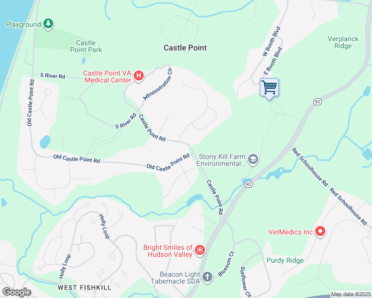map of restaurants, bars, coffee shops, grocery stores, and more near 5 Castle Point Road in Wappingers Falls