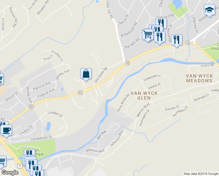 map of restaurants, bars, coffee shops, grocery stores, and more near 35 Aveonis Court in Fishkill