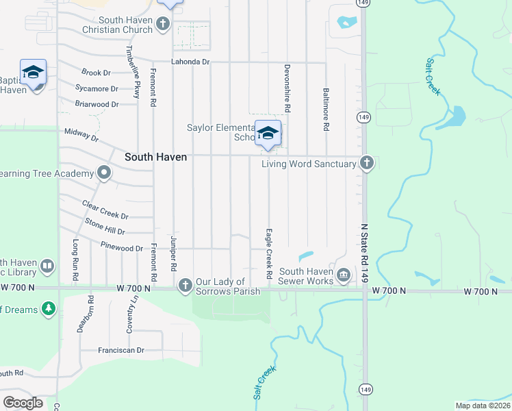 map of restaurants, bars, coffee shops, grocery stores, and more near 720-726 Eagle Creek Road in Valparaiso