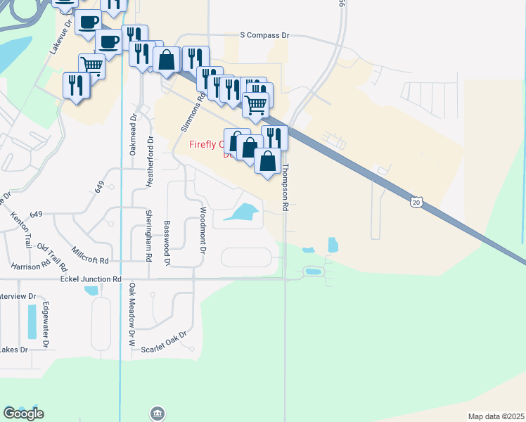 map of restaurants, bars, coffee shops, grocery stores, and more near 10100 Desmond Place in Perrysburg