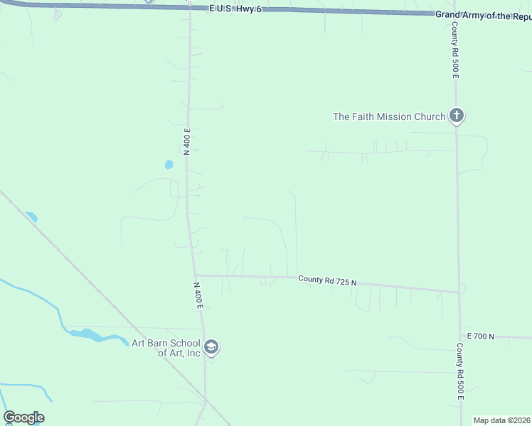 map of restaurants, bars, coffee shops, grocery stores, and more near 743 North 447 East in Valparaiso
