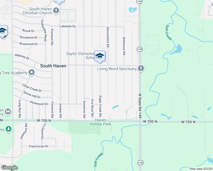 map of restaurants, bars, coffee shops, grocery stores, and more near 724 Devonshire Road in Valparaiso
