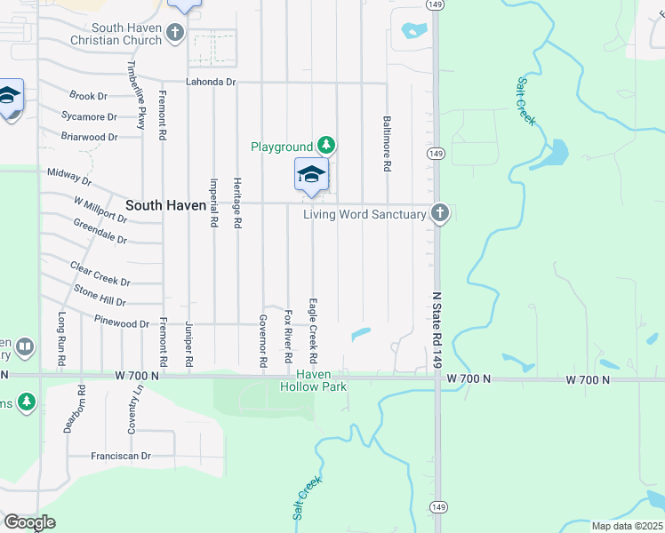 map of restaurants, bars, coffee shops, grocery stores, and more near 724 Devonshire Road in Valparaiso
