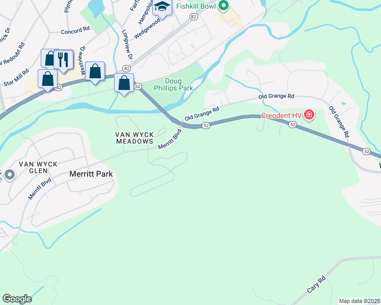 map of restaurants, bars, coffee shops, grocery stores, and more near 5100 Teaberry Lane in Fishkill