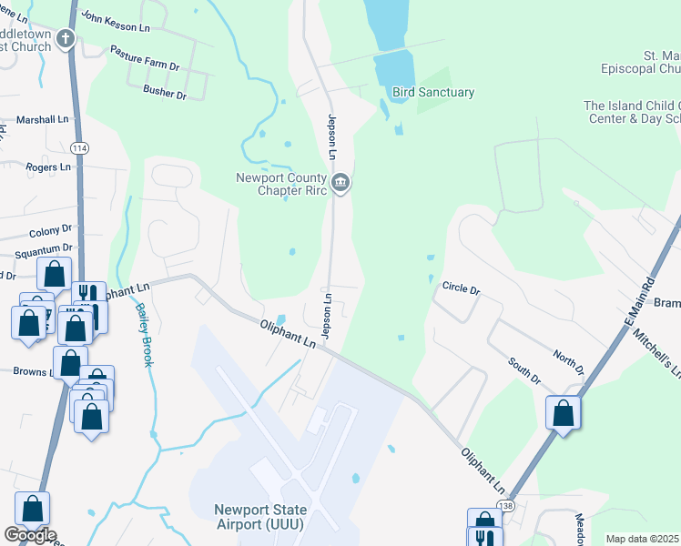 map of restaurants, bars, coffee shops, grocery stores, and more near 725 Jepson Lane in Middletown
