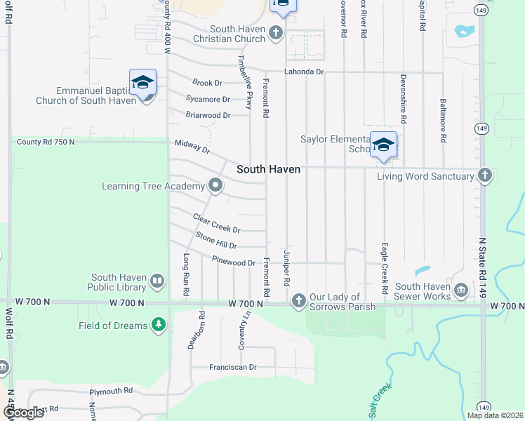 map of restaurants, bars, coffee shops, grocery stores, and more near 371 Clear Creek Drive in Valparaiso