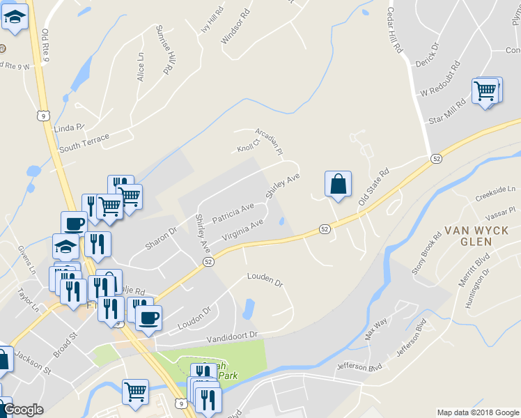 map of restaurants, bars, coffee shops, grocery stores, and more near 10 Patricia Avenue in Fishkill