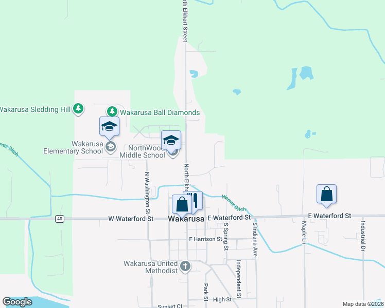 map of restaurants, bars, coffee shops, grocery stores, and more near in Wakarusa