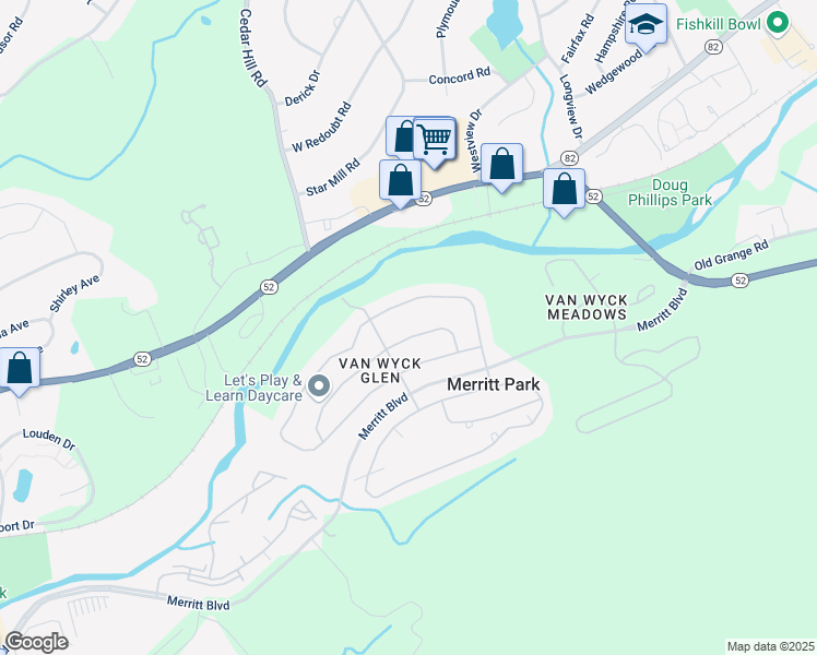 map of restaurants, bars, coffee shops, grocery stores, and more near 409 Vassar Place in Fishkill