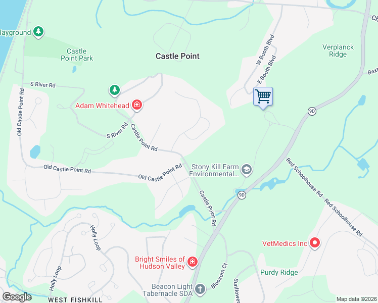 map of restaurants, bars, coffee shops, grocery stores, and more near 5 Castle Point Road in Wappingers Falls