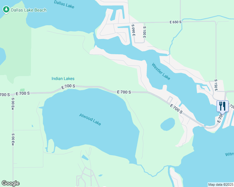 map of restaurants, bars, coffee shops, grocery stores, and more near 730 East 700 South in Wolcottville