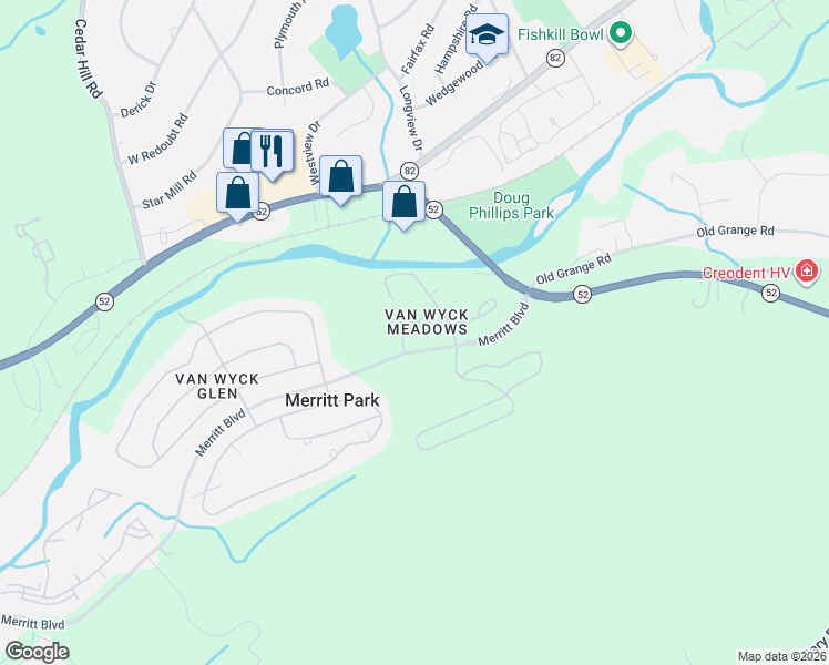map of restaurants, bars, coffee shops, grocery stores, and more near 1121 Cold Spring Road in Fishkill