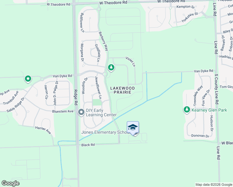 map of restaurants, bars, coffee shops, grocery stores, and more near 7628 Stonecrop Lane in Joliet