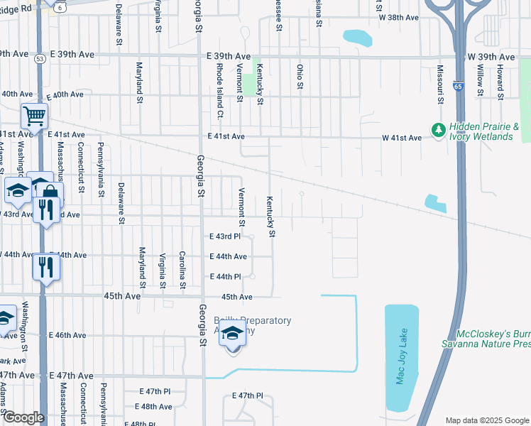 map of restaurants, bars, coffee shops, grocery stores, and more near 1056 East 43rd Avenue in Gary