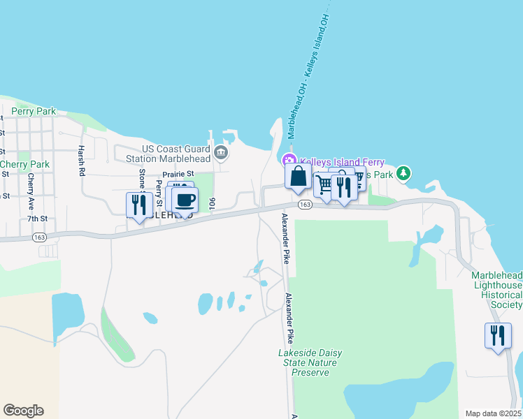 map of restaurants, bars, coffee shops, grocery stores, and more near West State Route 163 in Lakeside Marblehead