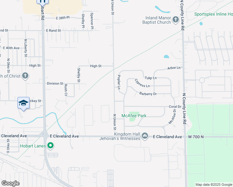 map of restaurants, bars, coffee shops, grocery stores, and more near 244-284 North Union Street in Hobart
