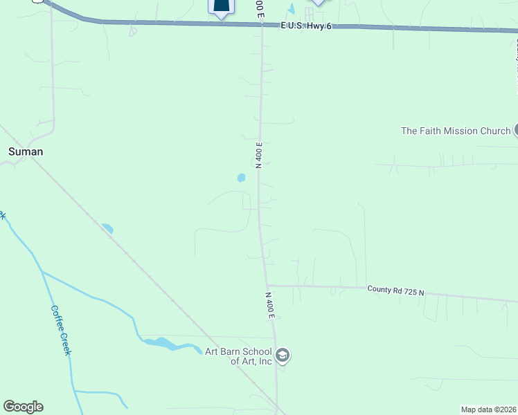map of restaurants, bars, coffee shops, grocery stores, and more near 734 North 400 East in Valparaiso